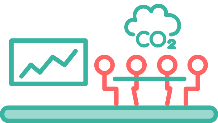 graphic showing rising carbon dioxide levels in an occupied room