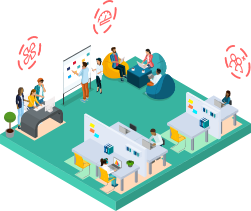 graphic showing occupancy data being used to create productive work environment 